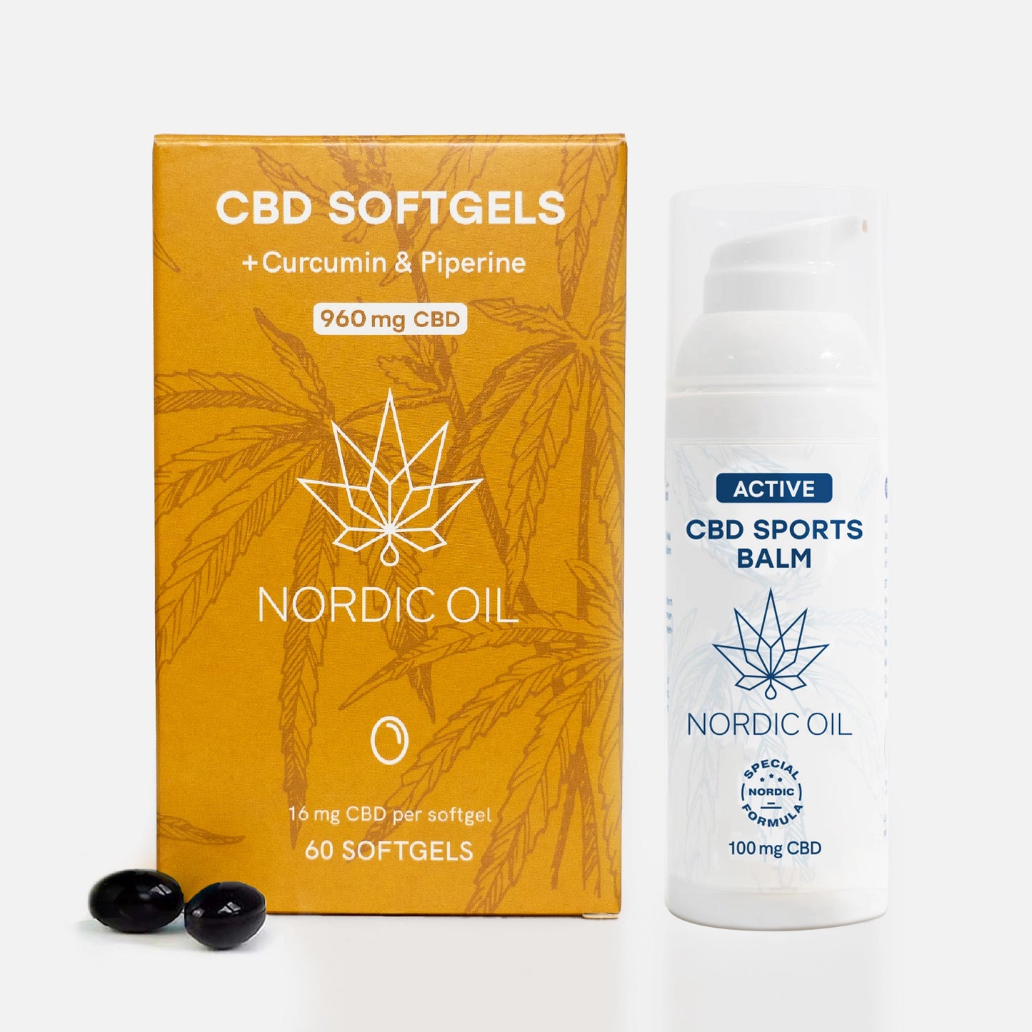 CBD Softgale 100mg neben der Verpackung 