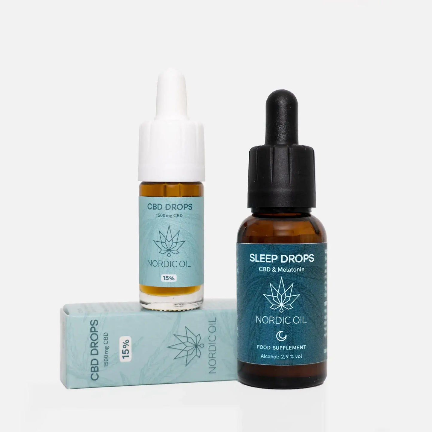 CBD Schlaf Tropfen neben der Verpackung