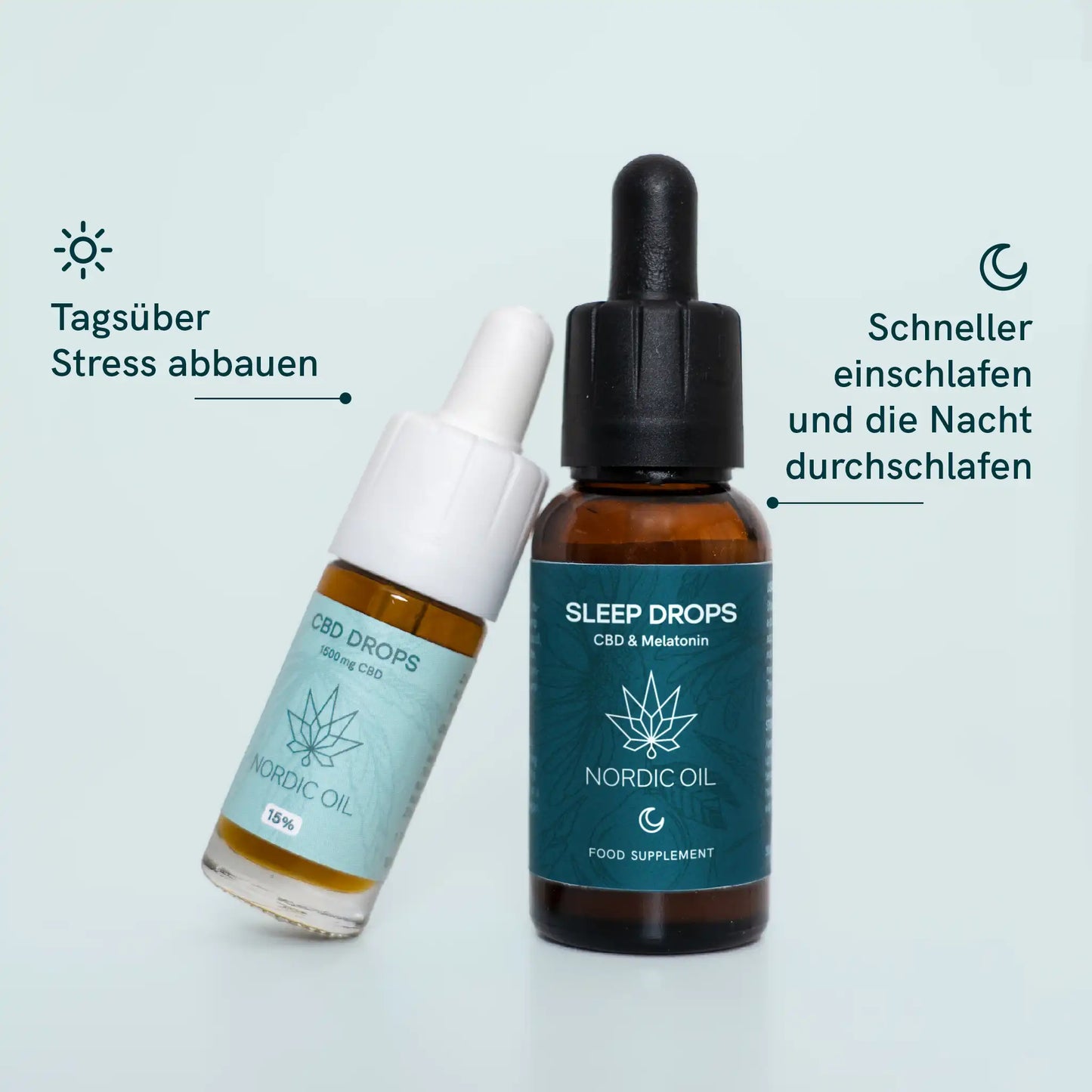 Werbung über die Eigenschaften von CBD Ölen am Tag und in der Nacht