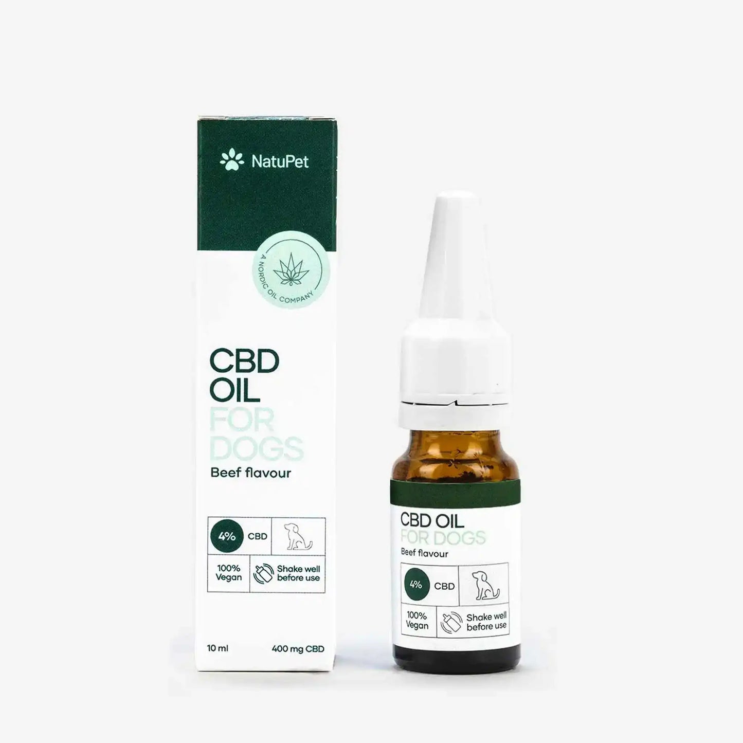 CBD Öl für Hunde Verpackung und Produkt