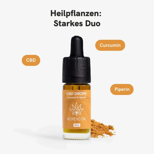 CBD Öl mit Kurkumin (15%) Flasche mit Kurkuma