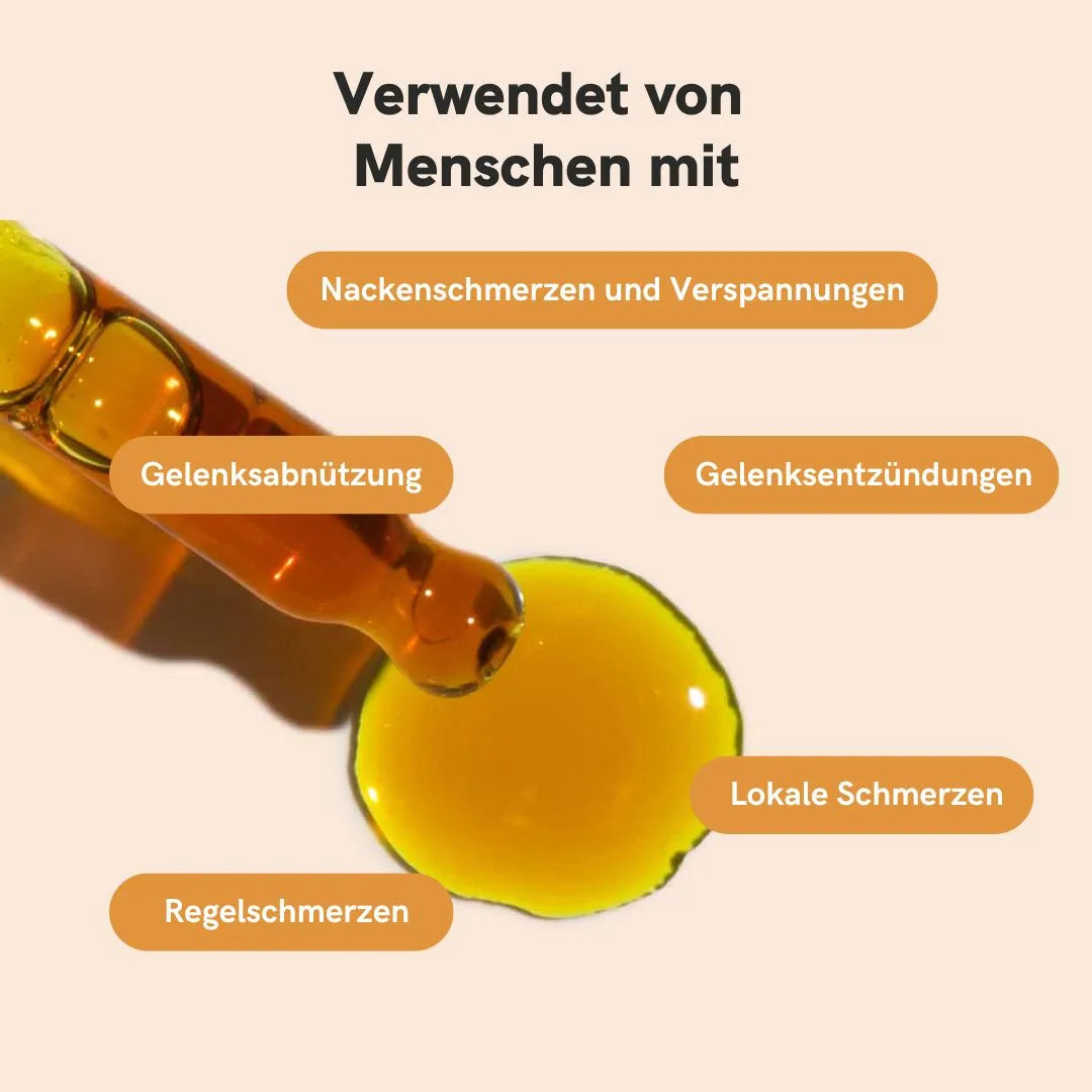 CBD-Öl mit Curcumin (15%) mit aufgeführten Verwendungszwecken
