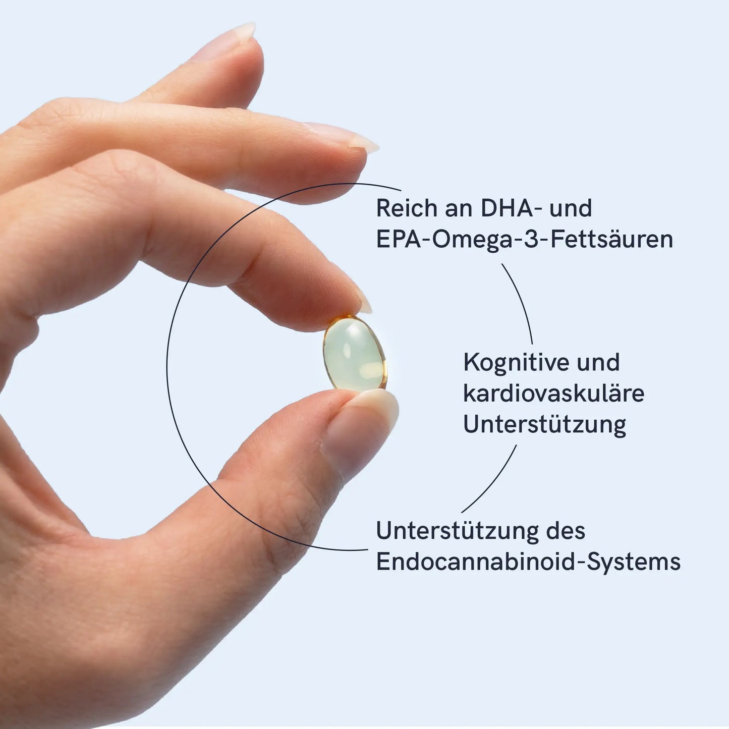 Omega-3 Kapseln von Nordic Oil mit aufgelisteten Eigenschaften