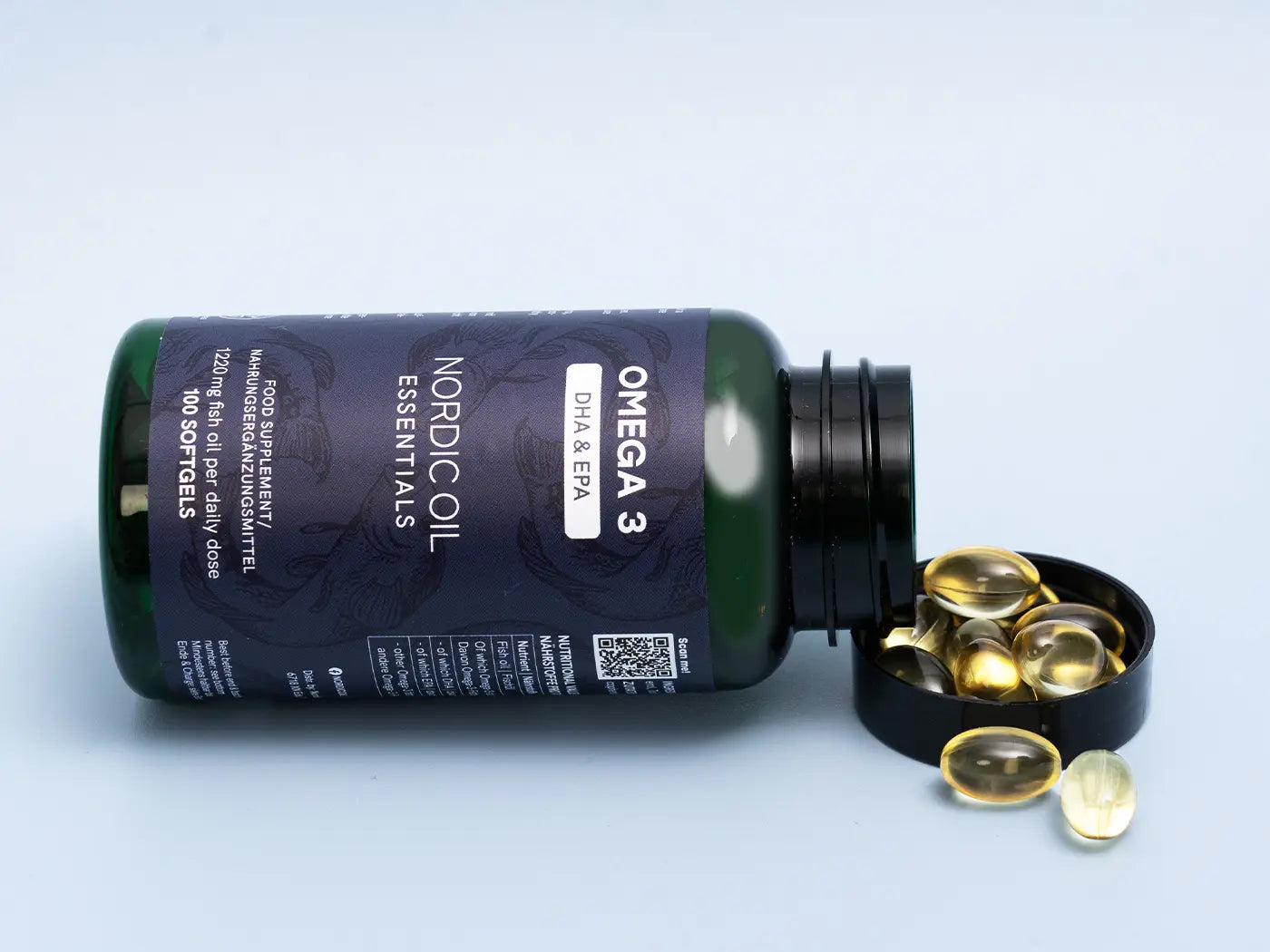 verschüttete Omega-3-Kapseln von Nordic Oil 