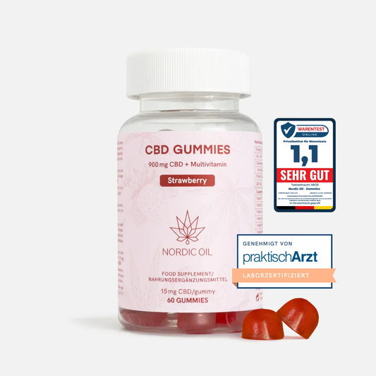 Nordic Oil CBD-Gummis Erdbeergeschmack, 60 Gummis, 15 mg CBD pro Gummi