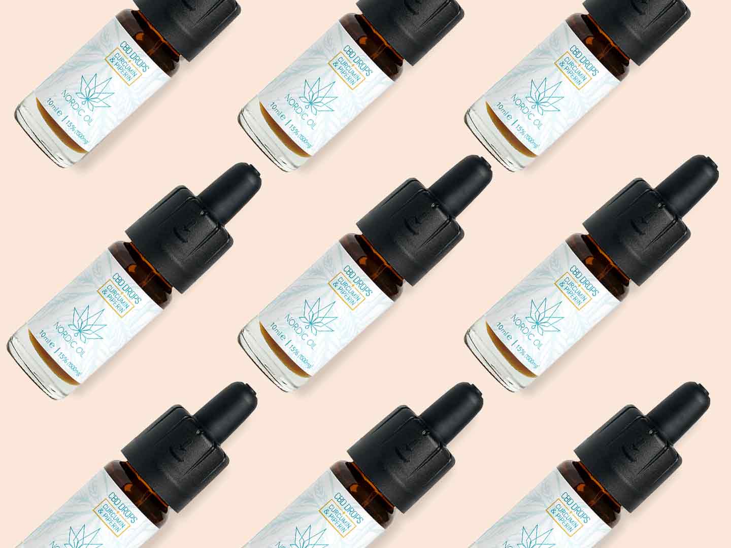 Nordic Oil-CBD Drops (15% Drops) mit Curcumin und Piperin in einem Muster