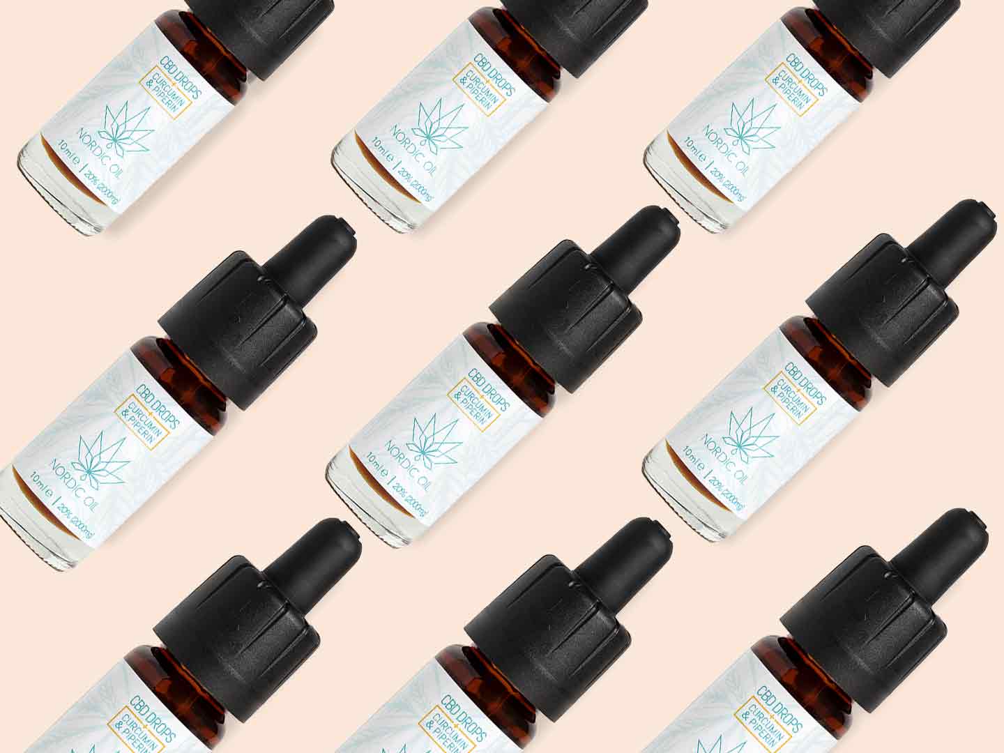 Nordic Oil-CBD Drops (20% CBD) mit Curcumin und Piperin in einem Muster