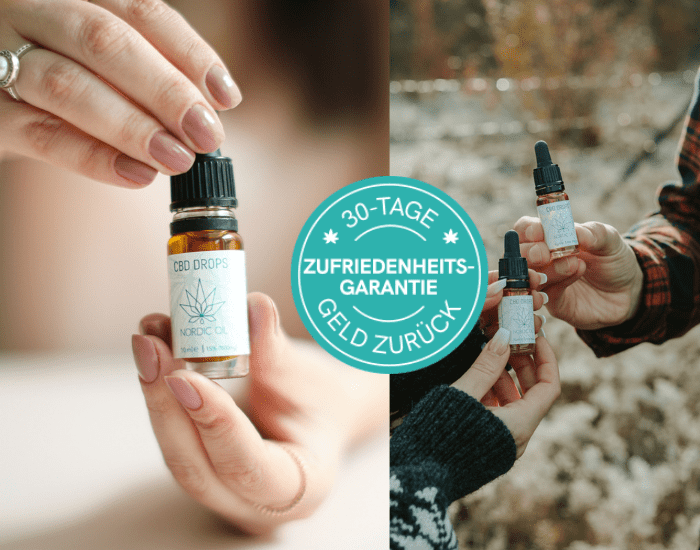 frrau öffnet cbd flasche und mann und frau halten beide jeweils eine flasche in der hand