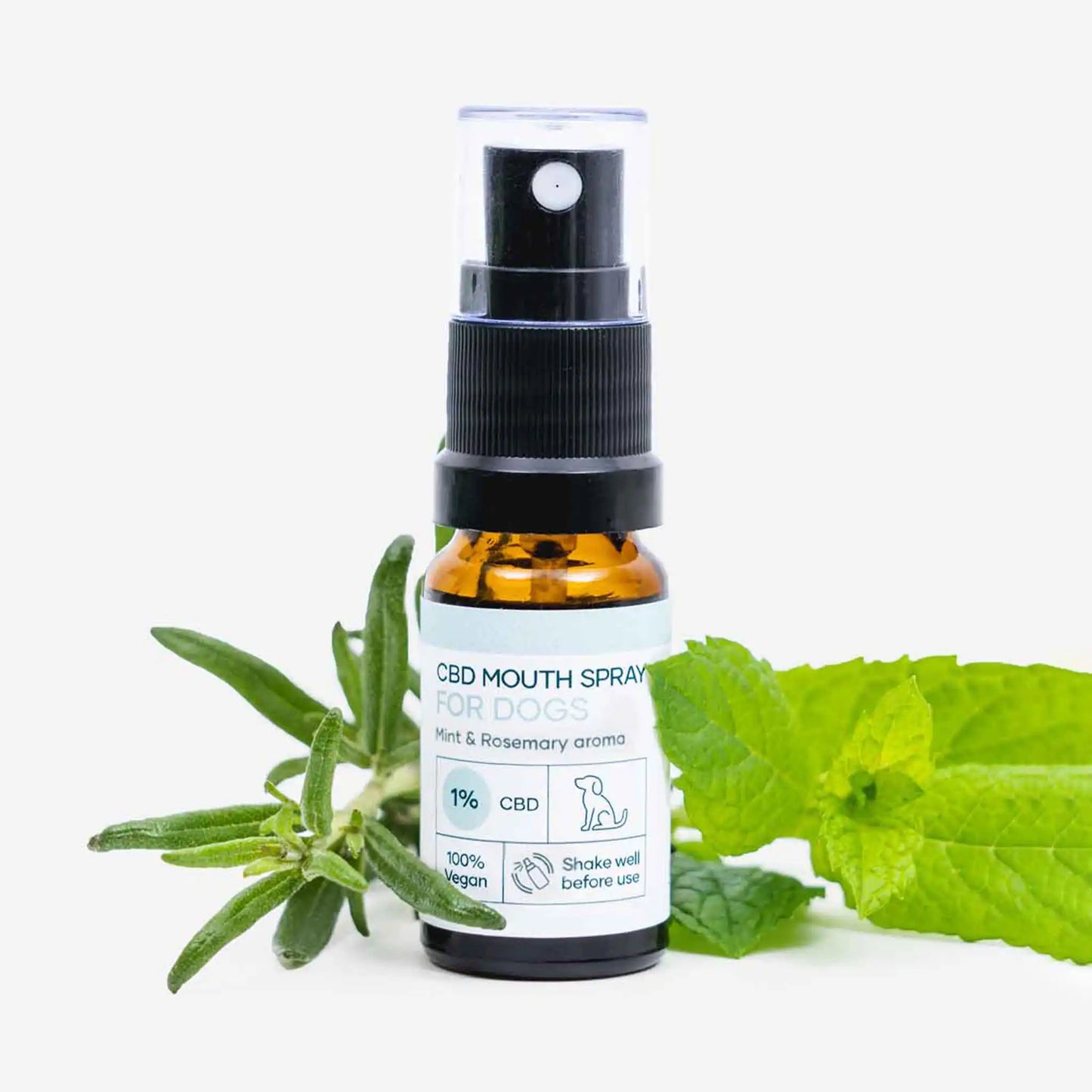 CBD Mundspray für Hunde 1% mit Blättern