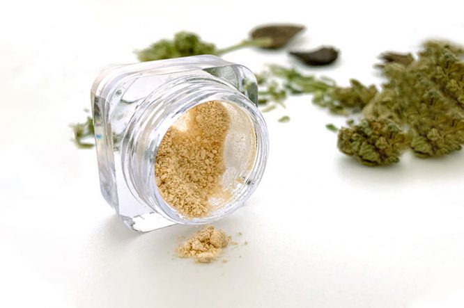 Puder neben getrockneter Pflanze