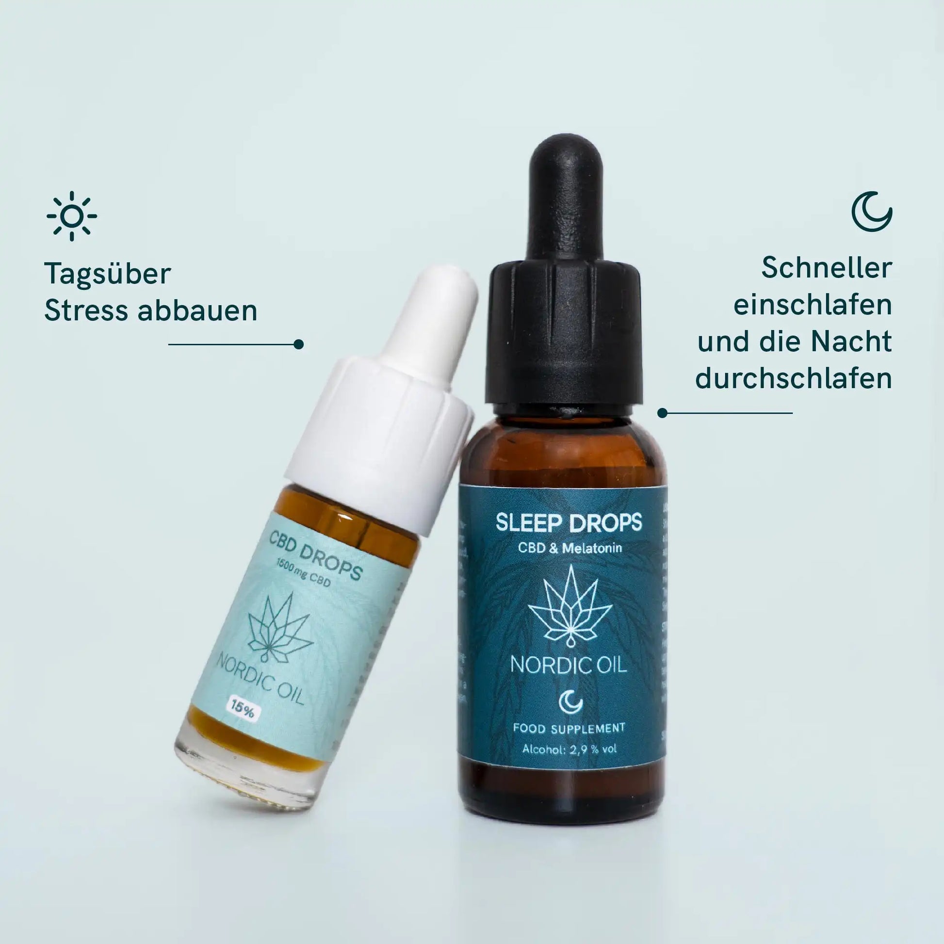 Werbung über die Eigenschaften von CBD Ölen am Tag und in der Nacht