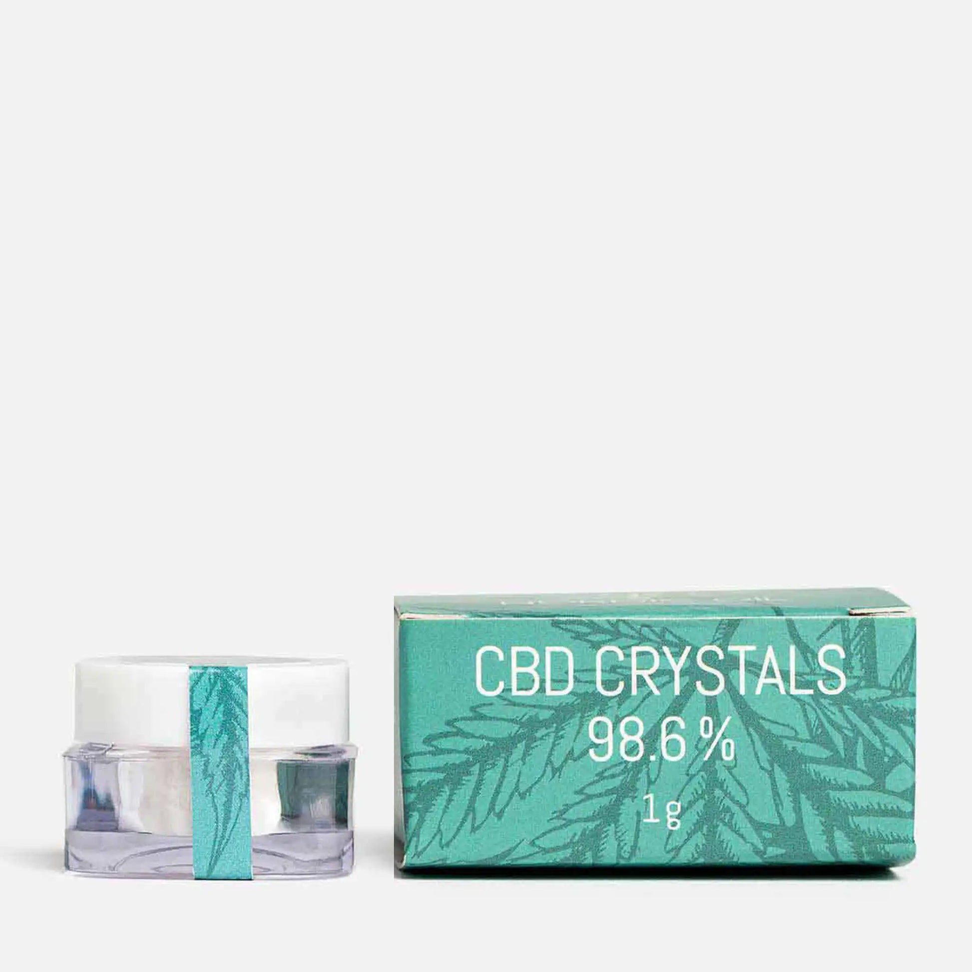 Eine Dose mit CBD Kristallen von Nordic Oil neben der Verpackung