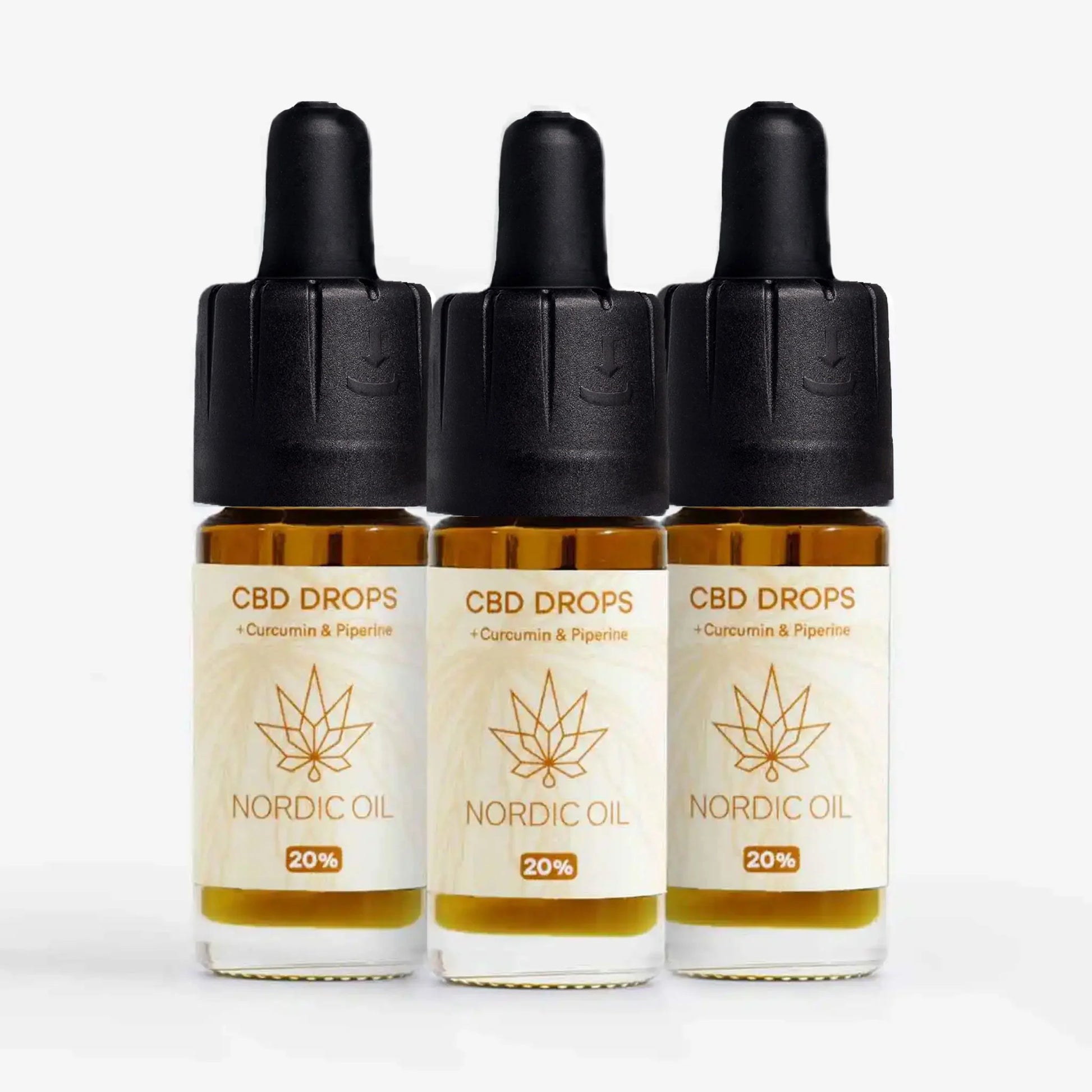 Dtei 10ml Flaschen CBD Öl 20% Curcumin von Nordic Oil im Angebot