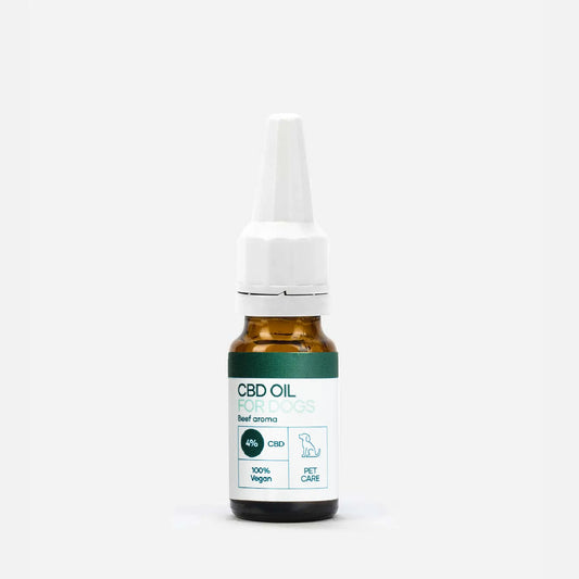 CBD-Öl für Hunde in Tropfflasche mit Beef-Aroma, 4% CBD, vegan, Tierpflege