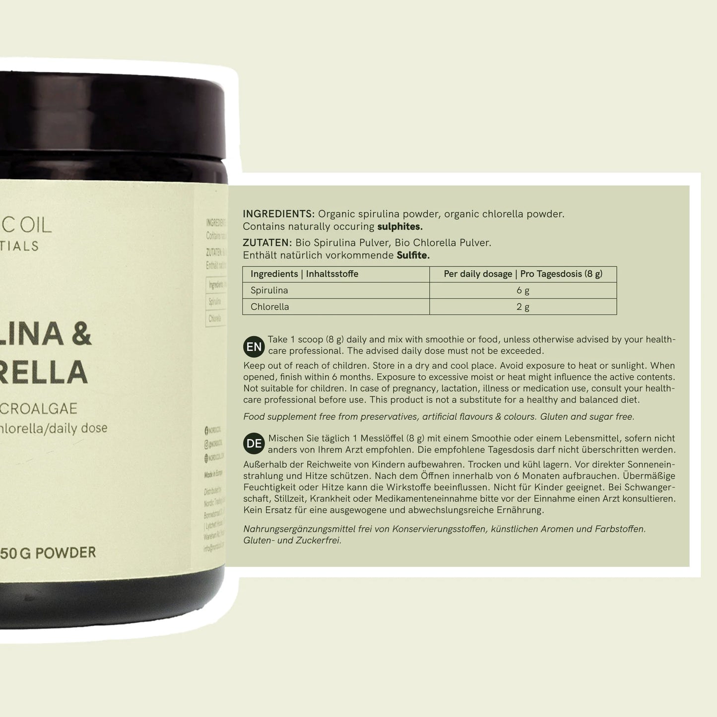 Spirulina Chlorella Pulver
