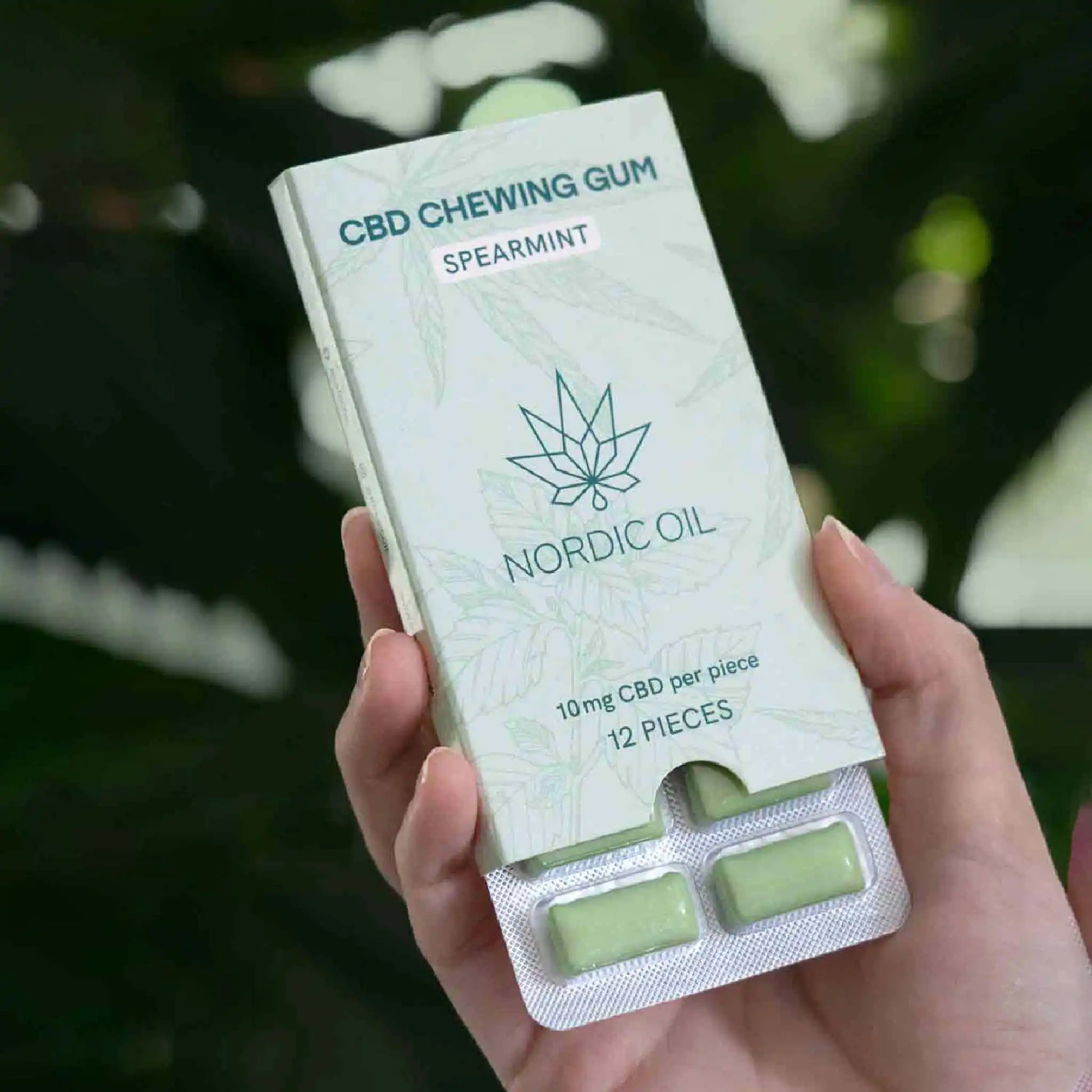 im Vordergrund sind unsere CBD Kaugummis  12 Stück 10mg CBD pro Stück