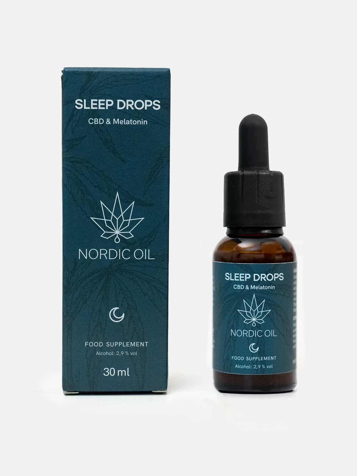 Schlaftropfen CBD und Melatonin mit Verpackung
